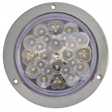 PLAFON REDONDO Bisel Cromado (Luz Led Alta-Baja-Estrobo) 12-24v con 32 Leds 10.2 cm BLANCO PLAFON REDONDO Bisel Cromado (Luz Led Alta-Baja-Estrobo) 12-24v con 32 Leds 10.2 cm BLANCO