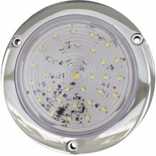 PLAFON REDONDO PLANO Bisel Cromado (Luz Led Alta-Baja-Estrobo) 12-24v con 48 Leds 10.8 cm (DOT) BLANCO PLAFON REDONDO PLANO Bisel Cromado (Luz Led Alta-Baja-Estrobo) 12-24v con 48 Leds 10.8 cm (DOT) BLANCO