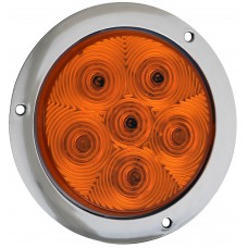 PLAFON REDONDO Bisel Cromado (Luz Led Fija-Estrobo) 12-24v con 6 Leds 10.2 cm (DOT) AMBAR PLAFON REDONDO Bisel Cromado (Luz Led Fija-Estrobo) 12-24v con 6 Leds 10.2 cm (DOT) AMBAR