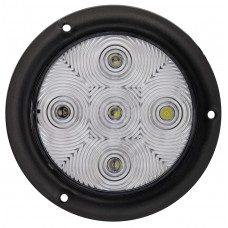 PLAFON REDONDO Bisel Negro (Luz Led Fija-Estrobo) 12-24v con 5 Leds 10.2 cm BLANCO