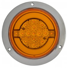 PLAFON REDONDO Bisel Cromado Ojo de Angel Tipo Gel (Alta-Baja) (Luz Led Alta-Estrobo) 12-24v con 15 Leds 10.8 cm AMBAR