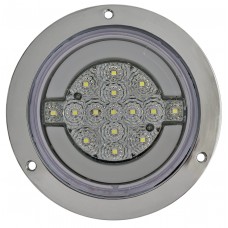 PLAFON REDONDO Bisel Cromado Ojo de Angel Tipo Gel (Alta-Baja) (Luz Led Alta-Estrobo) 12-24v con 15 Leds 10.8 cm BLANCO