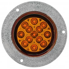 PLAFON REDONDO Bisel Cromado Texturizado (Luz led Fija-Estrobo) 12-24v con 13 Leds 6.3 cm AMBAR