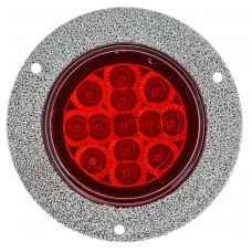 PLAFON REDONDO Bisel Cromado Texturizado (Luz led Fija-Estrobo) 12-24v con 13 Leds 6.3 cm ROJO