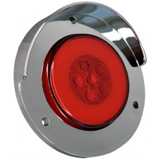 PLAFON REDONDO Bisel Cromado con Visera Ojo de Angel Tipo Gel (Luz Alta-Fija-Estrobo) 12-24v con 6 Leds 6.1 cm ROJO