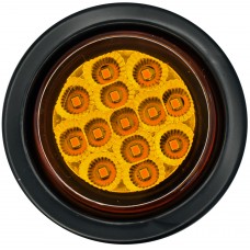 PLAFON REDONDO con Empaque Bisel Negro (Luz Led Fija) 12-24v con 13 Leds 6.1 cm AMBAR