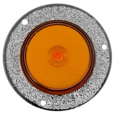 PLAFON REDONDO Bisel Cromado Textutizado Ojo de Angel Tipo Gel (Luz Led Fija-Estrobo) 12-24v con 1 Led 4.77 cm AMBAR