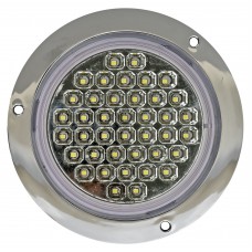 PLAFON REDONDO Bisel Cromado (Luz Led Fija-Estrobo) 12-24v con 40 Leds 13.98 cm BLANCO