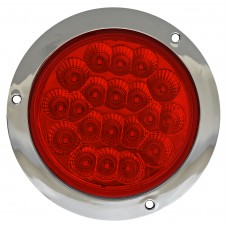 PLAFON REDONDO POSTERIOR Bisel Cromado Estrobo 12/24v con 20 Leds ROJO