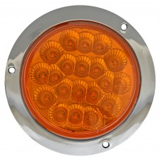 PLAFON REDONDO POSTERIOR Bisel Cromado Estrobo 12/24v con 20 Leds AMBAR