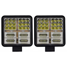 FARO CUADRADO Luz Led Alta Intensidad (Luz-Fija-Estrobo) 17 watts 12-24v (2 pzas) BLANCO con DRL AMBAR FARO CUADRADO Luz Led Alta Intensidad (Luz-Fija-Estrobo) 17 watts 12-24v (2 pzas) BLANCO con DRL AMBAR