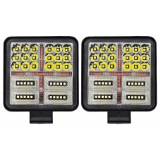FARO CUADRADO Luz Led Alta Intensidad (Luz-Fija-Estrobo) 17 watts 12-24v (2 pzas) BLANCO con DRL ROJO FARO CUADRADO Luz Led Alta Intensidad (Luz-Fija-Estrobo) 17 watts 12-24v (2 pzas) BLANCO con DRL ROJO