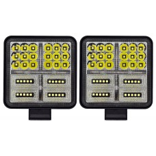 FARO CUADRADO Luz Led Alta Intensidad (Luz-Fija-Estrobo) 17 watts 12-24v (2 pzas) BLANCO con DRL AZUL FARO CUADRADO Luz Led Alta Intensidad (Luz-Fija-Estrobo) 17 watts 12-24v (2 pzas) BLANCO con DRL AZUL