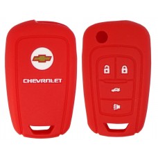 FUNDA DE SILICON PARA CONTROL CHEVROLET Camaro 4 botones con logo color Rojo