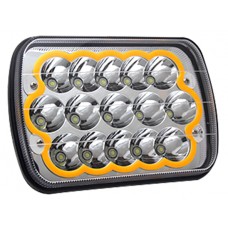 FARO UNIDAD CUADRADA Ojo de Angel Tipo Gel (Fija-Estrobo AMBAR) (Luz Led Fija-Alta-Baja BLANCO) 3w 12v con 15 Hiper Leds 5