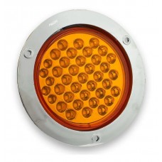 PLAFON REDONDO Para camion con 52 leds 4 FUNCIONES CROMADO /AMBAR