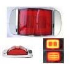 PLAFON RECTANGULAR Bisel Cromado Ojo de Angel Tipo Gel (Alta-Baja) (Luz Led Fija-Estrobo) 12-24v con 8 Leds ROJO 1