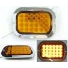 PLAFON RECTANGULAR Bisel Cromado (Luz Led Alta-Baja-Estrobo) 12-24v con 24 Leds AMBAR 3