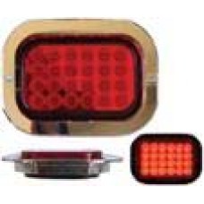 PLAFON RECTANGULAR Bisel Cromado (Luz Led Alta-Baja-Estrobo) 12-24v con 24 Leds ROJO 3