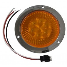 PLAFON REDONDO Bisel Cromado ((Luz Led Gel Turbine Alta Baja-Fija-Estrobo) (con Conector 3 Vias) con 6 Leds 12/24V 4