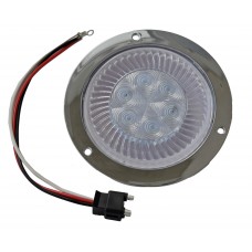 PLAFON REDONDO Bisel Cromado ((Luz Led Gel Turbine Alta Baja-Fija-Estrobo) (con Conector 3 Vias) con 6 Leds 12/24V 4