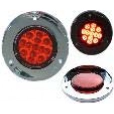 PLAFON REDONDO Bisel Cromado con Visera (Luz Led Fija-Estrobo) 12-24v con 13 Leds 12-24V ROJO