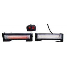 BARRA COP Tipo Faro (Luz Led Fija Estrobo- Diversas Funciones) 2 Polos 12/24v 5cm X 16cm ROJO/AZUL (2 piezas)