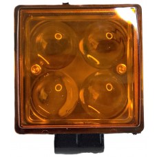 FARO CUADRADO 3 Polos 12w (Luz Led Fija-Estrobo) 12/24v con 4 Leds 15cm X 15cm BLANCO (2 Piezas) 