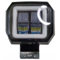 FARO CUADRADO 3 Polos 18 w (Luz Led Fija-Estrobo) 12/24v con 6 Leds 7cm X 8cm AMBAR (2 Piezas)