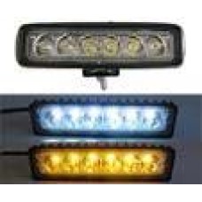 FARO RECTANGULAR 18w (Luz Led Fija-Estrobo AMBAR) (Luz Led Fija-Estrobo BLANCO) 12-24v con 6 Leds 3 x 14.1 cm (2 pzas)