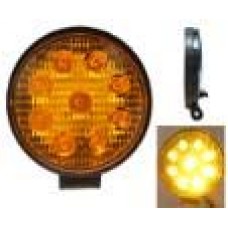 FARO REDONDO 27w 3 Polos (Luz Led Fija-Estrobo AMBAR) 12-24v con 9 Leds 4