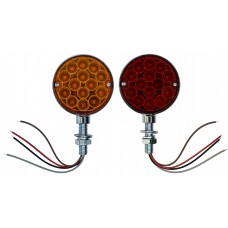 PLAFON DIRECCIONAL REDONDO Mini 28 Leds 12/24v  (Doble Cara Luz Fija-Alta-Estrobo) 7.6 x 3.4 cm ROJO/AMBAR IZQUIERDO
