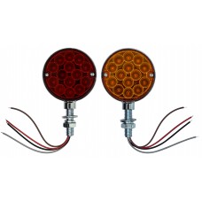 PLAFON DIRECCIONAL REDONDO Mini 28 Leds 12/24v  (Doble Cara Luz Fija-Alta-Estrobo) 7.6 x 3.4 cm ROJO/AMBAR DERECHO
