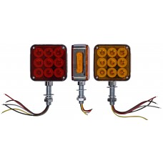 PLAFON DIRECCIONAL CUADRADO Mini (Luz Led Fija-Alta-Estrobo) con 24 Leds 12-24v 7.8 x 3.4 cm AMBAR/ROJO IZQUIERDO