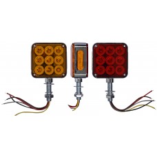 PLAFON DIRECCIONAL CUADRADO Mini (Luz Led Fija-Alta-Estrobo) con 24 Leds 12-24v 7.8 x 3.4 cm AMBAR/ROJO DERECHO