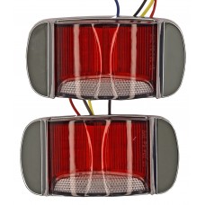 PLAFON RECTANGULAR Bisel Cromado (Luz Led Fija-Rojo-Blanca-Estrobo) 12-24v con 21 Leds ROJO/BLANCO  9.8 x 4.9 x 2.5 cm (2 pzas)