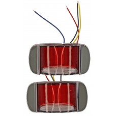 PLAFON RECTANGULAR Bisel Cromado (Luz Led Fija-Rojo-Ambar-Estrobo) 12-24v con 21 Leds ROJO/AMBAR  9.8 x 4.9 x 2.5cm (2 pzas)