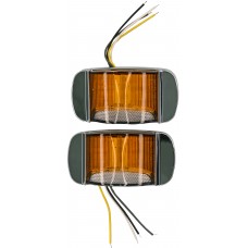 PLAFON RECTANGULAR Bisel Cromado (Luz Led Fija-Ambar-Blanco-Estrobo) 12-24v con 21 Leds AMBAR/BLANCO  9.8 x 4.9 x 2.5cm (2 pzas)