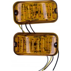 PLAFON RECTANGULAR Sin Bisel (Luz Led Fija-Alta-Baja-Estrobo) 12-24v con 18 Leds AMBAR 9.6 cm. X 4.9 cm. X 2 cm. (2 pzas)