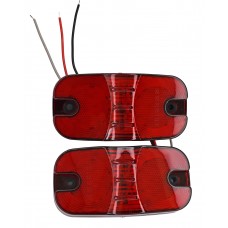 PLAFON RECTANGULAR Sin Bisel (Luz Led Fija-Estrobo) 12-24v con 12 Leds ROJO 10cm. X 4.9 cm. X 2 cm. (2 pzas)