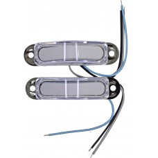 PLAFON RECTANGULAR Base Cromada (Luz de Gel Fija-Estrobo) 6 Leds 12/24 volts 8.6 x 2 x 2.7cm ICE AZUL