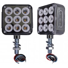 PLAFON DIRECCIONAL CUADRADO Mini Bisel Cromado (Luz Led Fija-Alta-Baja-Estrobo) 12/24v 3