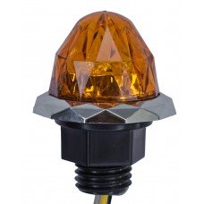 PLAFON REDONDO Punta Diamante Mini 2 Leds 12v (Luz Fija-Estrobo) 3.5 x 5cm AMBAR (2 Pzas)