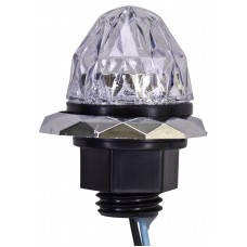 PLAFON REDONDO Punta Diamante Mini 2 Leds 12v (Luz Fija-Estrobo) 3.5 x 5cm ICE AZUL (2 Pzas)