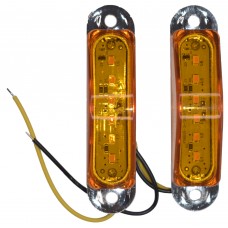PLAFON RECTANGULAR Base Cromada (Luz Fija) 6 Leds 12/24v 1.5cm X 8cm AMBAR