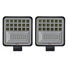 FARO CUADRADO Con Arillo Cob Contra Agua (Luz-Fija-Estrobo) 42 leds 12/24v 10.5x2.5x12.5cm AZUL/BLANCO (2 Piezas)