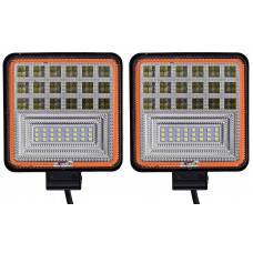 FARO CUADRADO Con Arillo Cob Contra Agua (Luz-Fija-Estrobo) 42 leds 12/24v 10.5x2.5x12.5cm ROJO/BLANCO (2 Piezas)