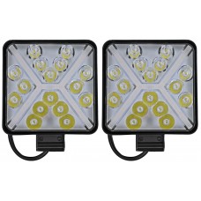 FARO CUADRADO Contra Agua (Luz-Fija-Estrobo) 48watts 16 leds 12/24v 10.5x2cm AMBAR/BLANCO (2 Piezas)