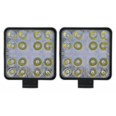 FARO CUADRADO Contra Agua (Luz-Fija-Estrobo) 48watts 16 leds 12/24v 10.5x2cm ROJO/BLANCO (2 Piezas)