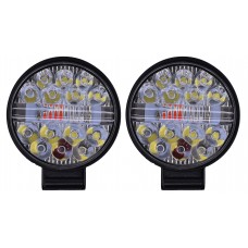 FARO REDONDO Mini Codigo Central Tipo Patrulla (Luz-Fija-Estrobo) 14 leds 12/24v 8.5x8.5cm ROJO/AZUL/BLANCO (2 Piezas)